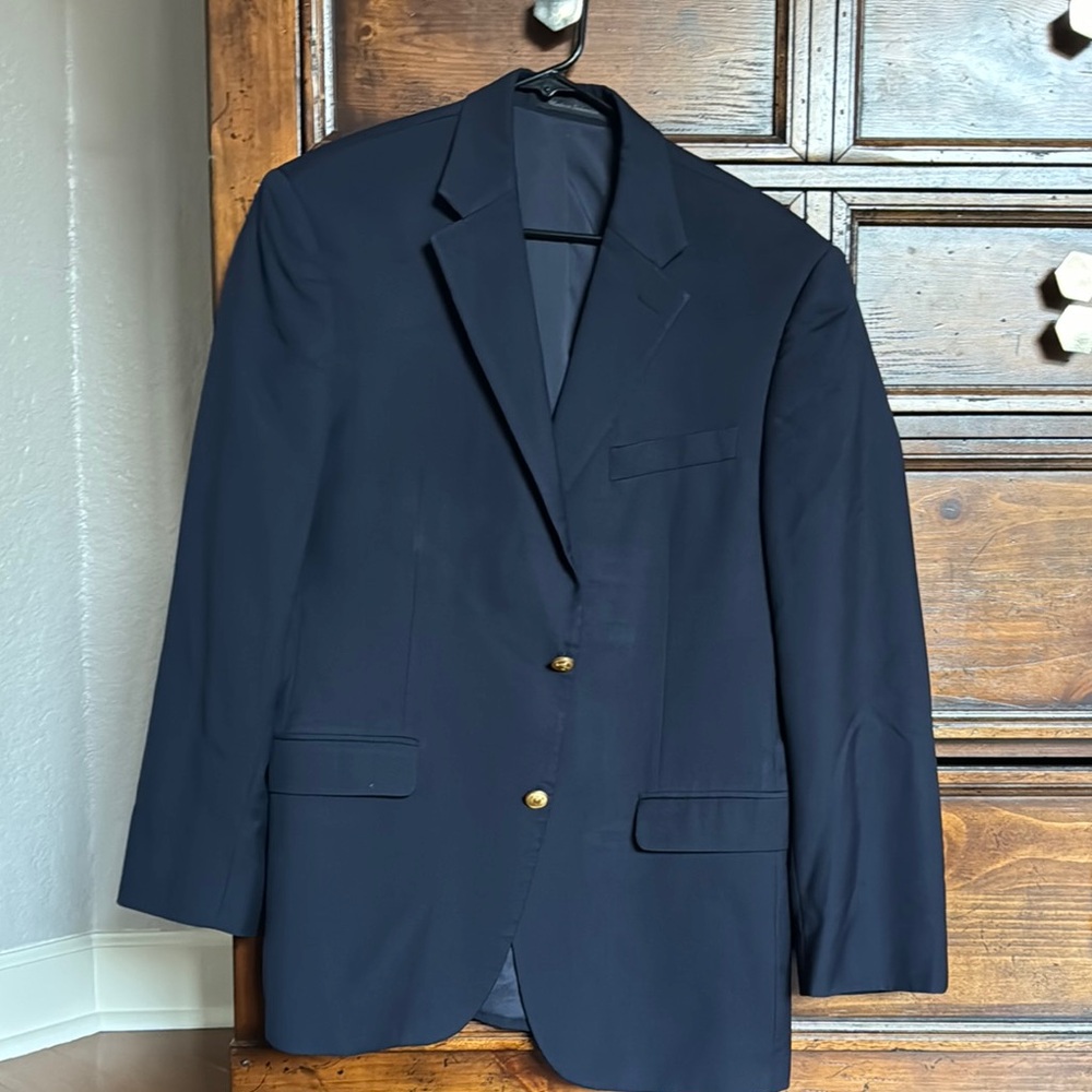 Classic Fit Blue Blazer with Notched Lapels